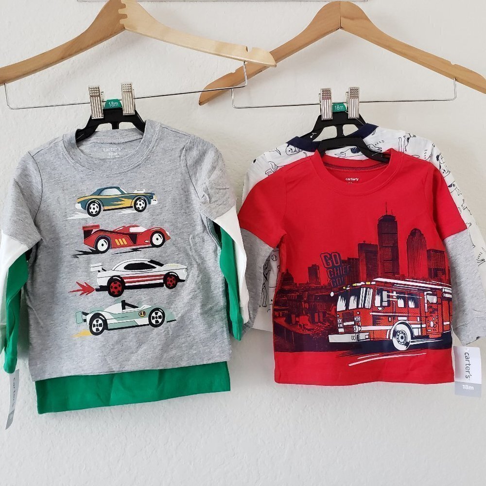 NWT - (Set of 4) Carter's Long Sleeve Tees - Size 18M